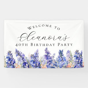 40th Birthday Party July Birth Flower Welcome Banner