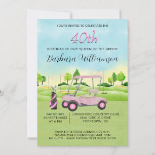 40th Birthday Party Lady Golfer Theme Invitation
