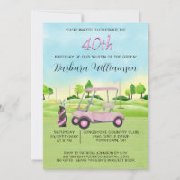 40th Birthday Party Lady Golfer Theme Invitation