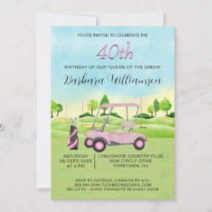 40th Birthday Party Lady Golfer Theme Invitation