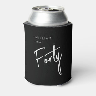 40th birthday party men's classic black can cooler