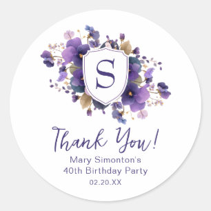 40th Birthday Party Monogram Crest Favour Seal