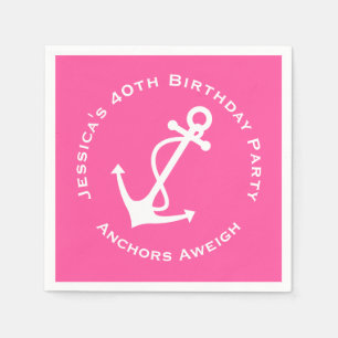 40th Birthday Party Nautical Anchor Napkin