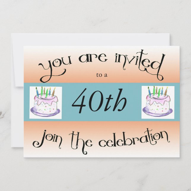 40th Birthday Party Personalised Invitation (Front)