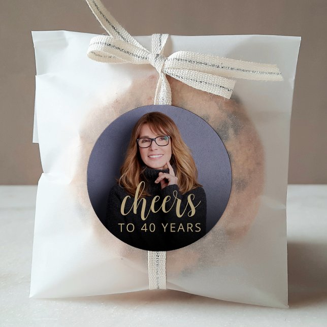 40th Birthday Party Photo Cheers Classic Round Sticker (Creator Uploaded)