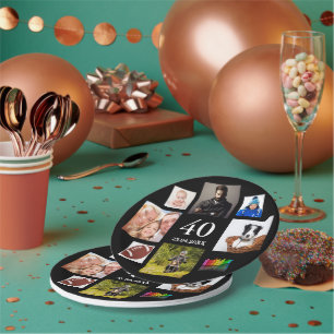 40th birthday party photo collage black guy man paper plate