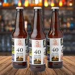 40th birthday party photo collage guy beer bottle label<br><div class="desc">A beer bottle label for a 40th birthday party for a guy,  celebrating his life with a collage of 8 of your own photos.  Templates for a name,  age 40 and a date.  Date of birth or the date of the party.  Black coloured letters.  White background.</div>