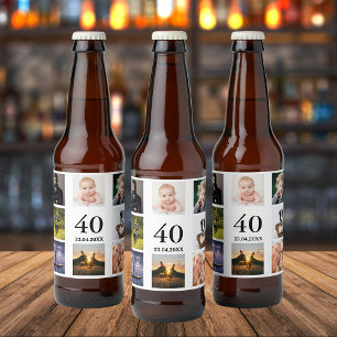 40th birthday party photo collage guy beer bottle label
