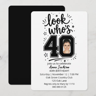 40th Birthday Party Photo Frame Invitation