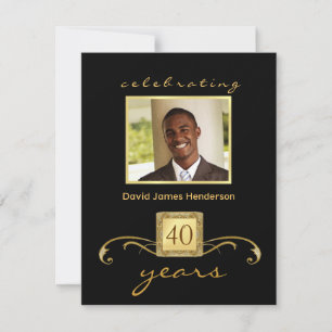 40th Birthday Party Photo Invitations - Formal
