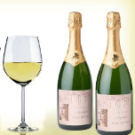 40th birthday party photo rose gold glitter pink sparkling wine label<br><div class="desc">A sparkling wine label for a girly and glamourous 40th (or any age) birthday party. A faux rose gold metallic looking background with an elegant faux rose gold glitter drips, paint drip look. Personalise and add your own photo of the birthday girl. The text: The name is written in dark...</div>