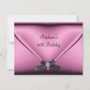 40th Birthday Party Pink Silk Diamond Jewel Invitation
