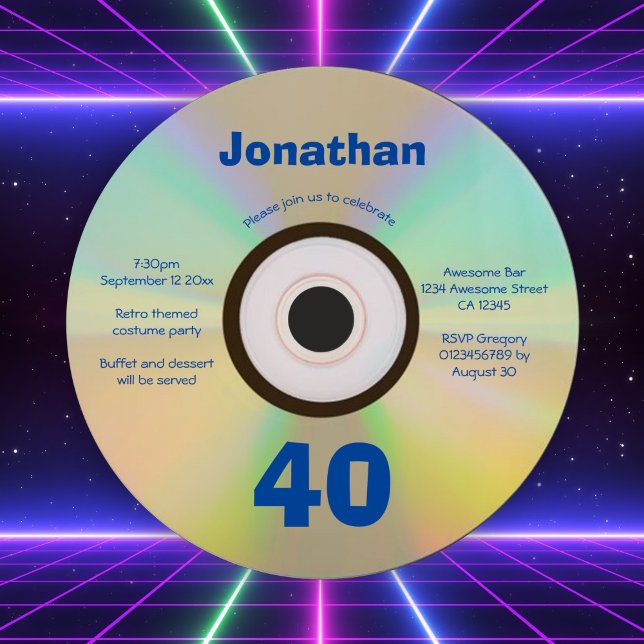 40th Birthday Party Retro 90s Music Themed Faux CD Invitation (Creator Uploaded)