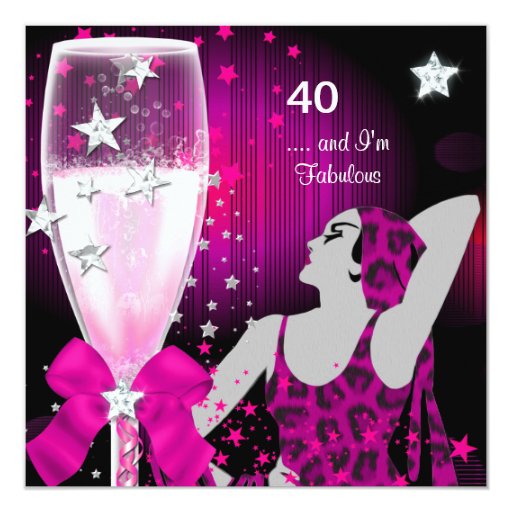 40th Birthday Party Retro Diva Fabulous Pink 13 Cm X 13 Cm Square ...