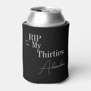 40th Birthday Party RIP 30s Black and White Can Cooler