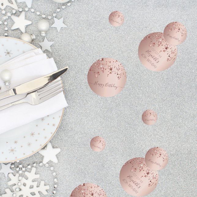 40th birthday party rose gold pink stars glam confetti (Creator Uploaded)