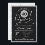 40th Birthday Party - Silver Black ANY AGE Invitation<br><div class="desc">40th Birthday Party Invitation in faux glitter silver and black. Cheers to 40 years!
Please message us if you need further customisation.</div>