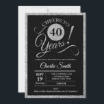 40th Birthday Party - Silver Black ANY AGE Invitation<br><div class="desc">40th Birthday Party Invitation in faux glitter silver and black. Cheers to 40 years!
Please message us if you need further customisation.</div>