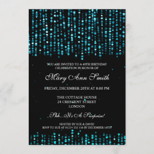 40th Birthday Party Star Confetti Turquoise Invitation