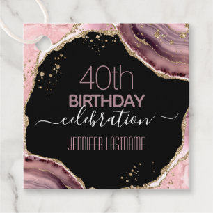 40th Birthday Party Stone and Gold Favour Tags