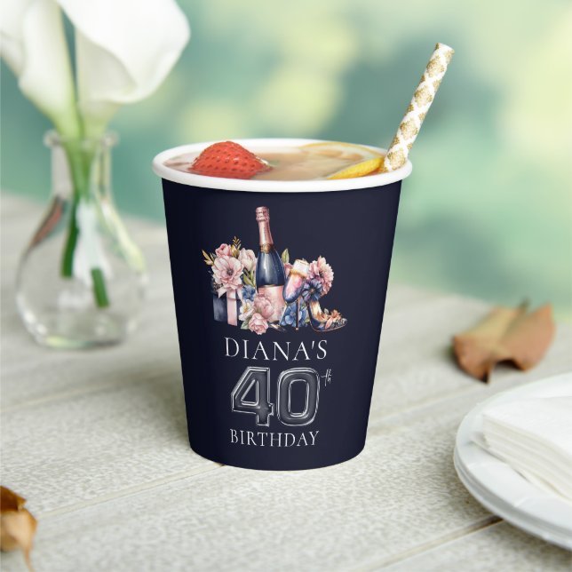 40th Birthday Personalised Luxury Paper Cups (Insitu)