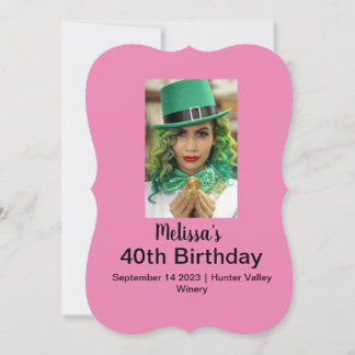 40th Birthday Personalised Photo pink