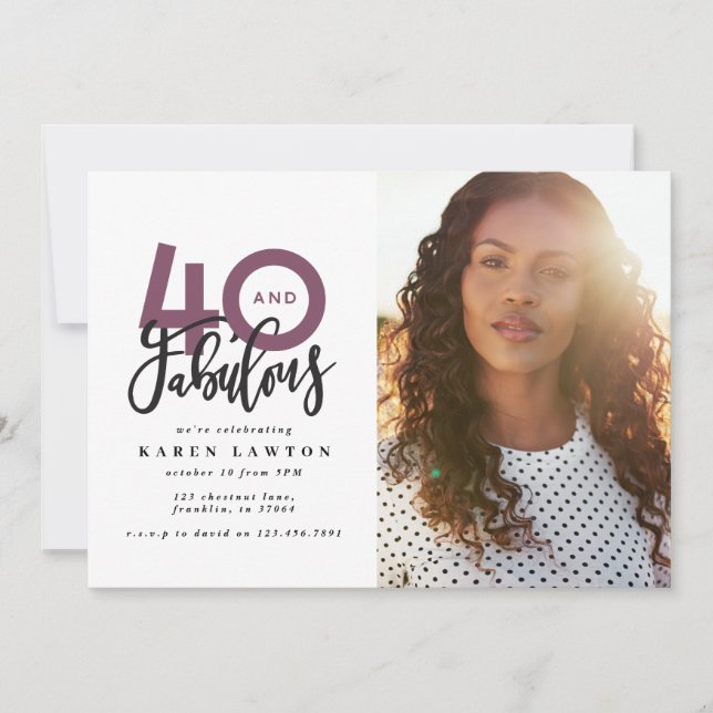 40th birthday photo 40 & fabulous modern colourful (Front)