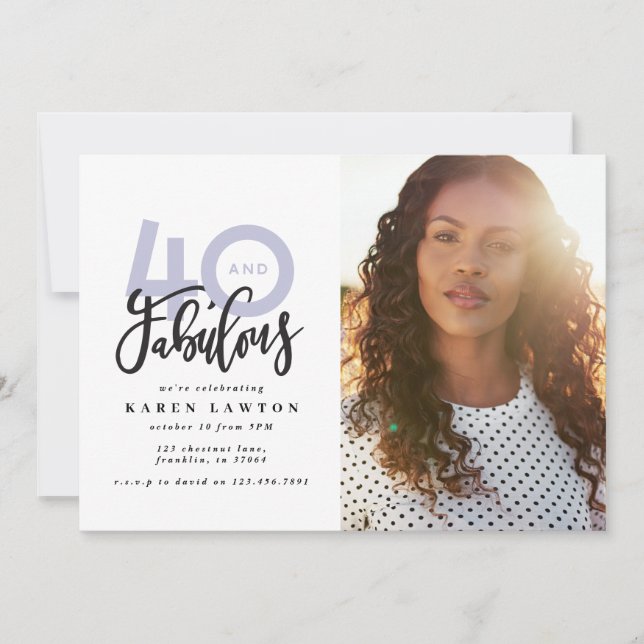 40th birthday photo 40 & fabulous modern colourful (Front)