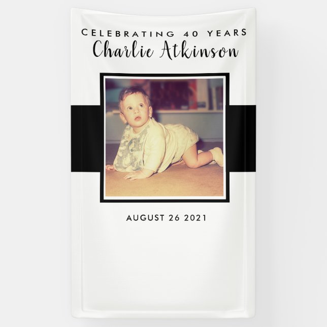 40th birthday photo backdrop banner (Vertical)