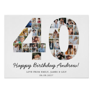 40th Birthday Photo Collage   40th Birthday Gift Poster