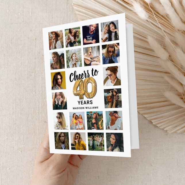 40th Birthday Photo Collage Card (Creator Uploaded)