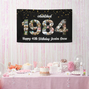 40th birthday Photo Collage established 1984 Banner