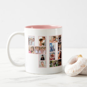 40th Birthday Photo Collage Pink Two-Tone Coffee Mug