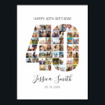 40th Birthday Photo Collage Poster<br><div class="desc">Create your own personalised birthday photo collage poster featuring your favourite pictures in the shape of the number 40.</div>