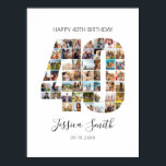 40th Birthday Photo Collage Poster<br><div class="desc">Create your own personalised birthday photo collage poster featuring your favourite pictures in the shape of the number 40.</div>