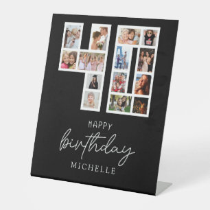 40th Birthday Photo Collage Tabletop Pedestal Sign