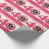40th Birthday photo fun cream pink wrapping Wrapping Paper (Corner)
