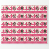 40th Birthday photo fun cream pink wrapping Wrapping Paper (Flat)