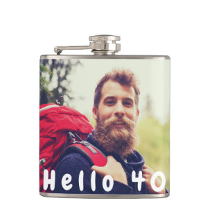 40th birthday photo hello 40 guy man hip flask