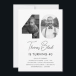40th Birthday Photo Invitation<br><div class="desc">Celebrate your milestone 40th birthday in style with our personalized invitation featuring your favorite photos from the past and present! This minimalist design showcases your cherished memories and adds a touch of glamour to your special occasion. With customizable text and premium printing, this invitation is sure to impress your guests...</div>