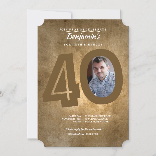 40th Birthday Photo Invitation (Front)