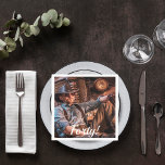 40th birthday photo script napkin<br><div class="desc">Template for own Your photo.  White text overlay: Forty!  Written with a modern hand lettered style script. A napkin for a 40th birthday party for men,  guys.</div>