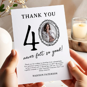 40th Birthday Photo Thank You Card