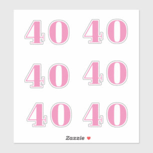 40th Birthday Pink Number Forty Custom Age Trendy