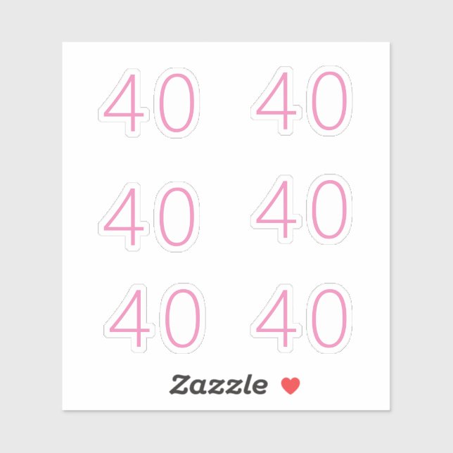 40th Birthday Pink Number Forty Pattern Custom Age (Sheet)