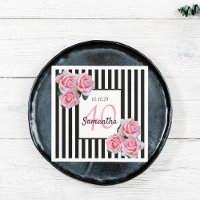 40th birthday pink roses black white stripes