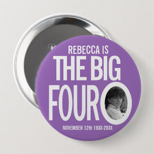 40th Birthday purple custom the big four oh photo 10 Cm Round Badge
