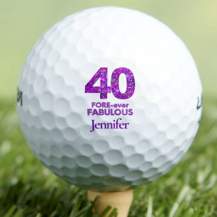 40th Birthday Purple Flowers - 40 FOREever Fabulou Golf Balls