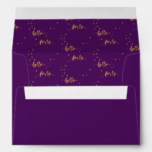 40th birthday purple gold hello 40 typography envelope