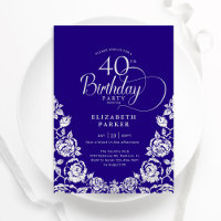 40th Birthday Purple Silver Roses